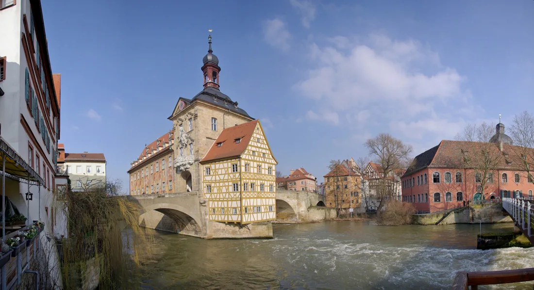 Das Alte Rathaus in Bamberg an der Regnitz.