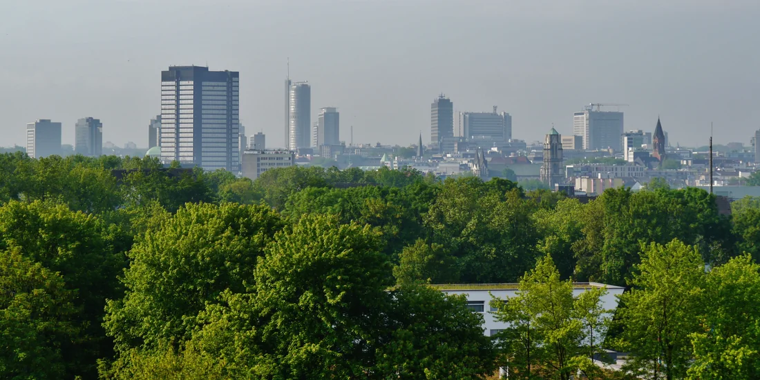 Panoramablick auf das Stadtzentrum von Essen.