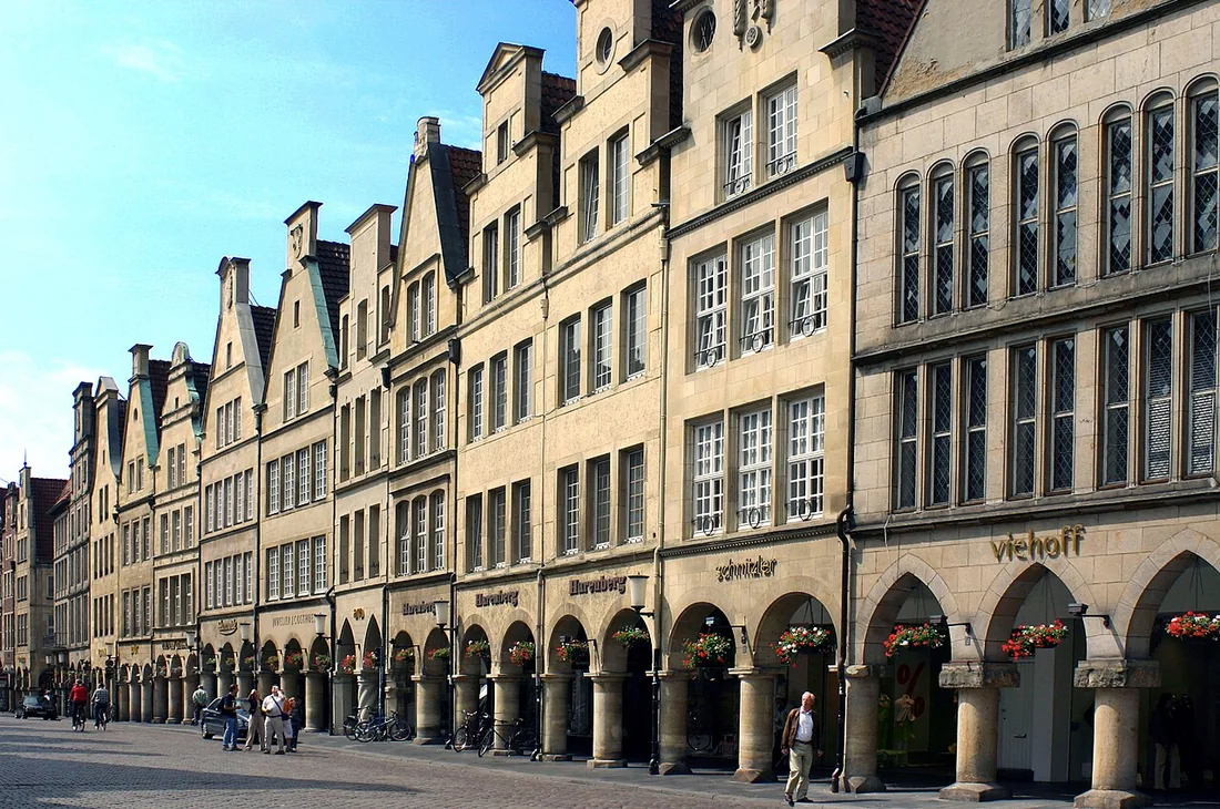 Giebelhäuser am Prinzipalmarkt in Münster.